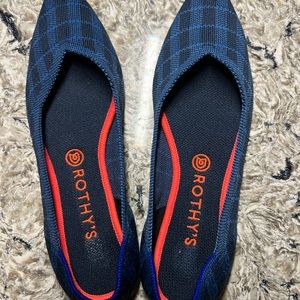 Rothy’s Points Blue Gingham Plaid very good condition size US W10